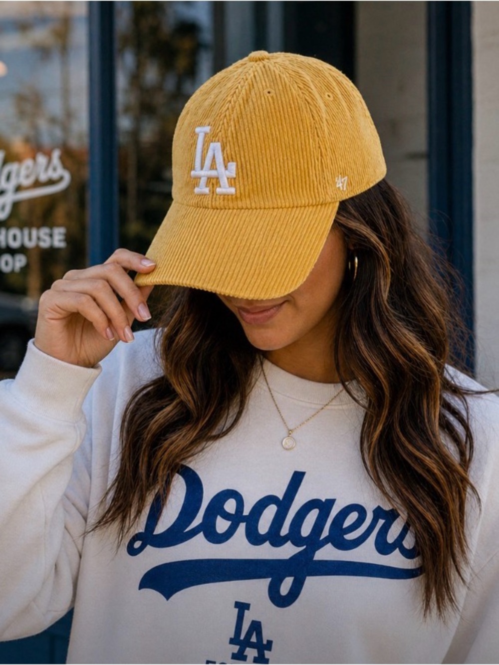 Los Angeles Dodgers Hat ’47 Corduroy Strapback Yellow Adjustable MLB Cap